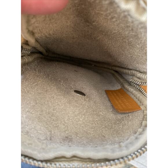 Divina Firenze Leather Crossbody Mini Zipper Bag Camel Brown Ivory Classic Purse - Picture 4 of 10